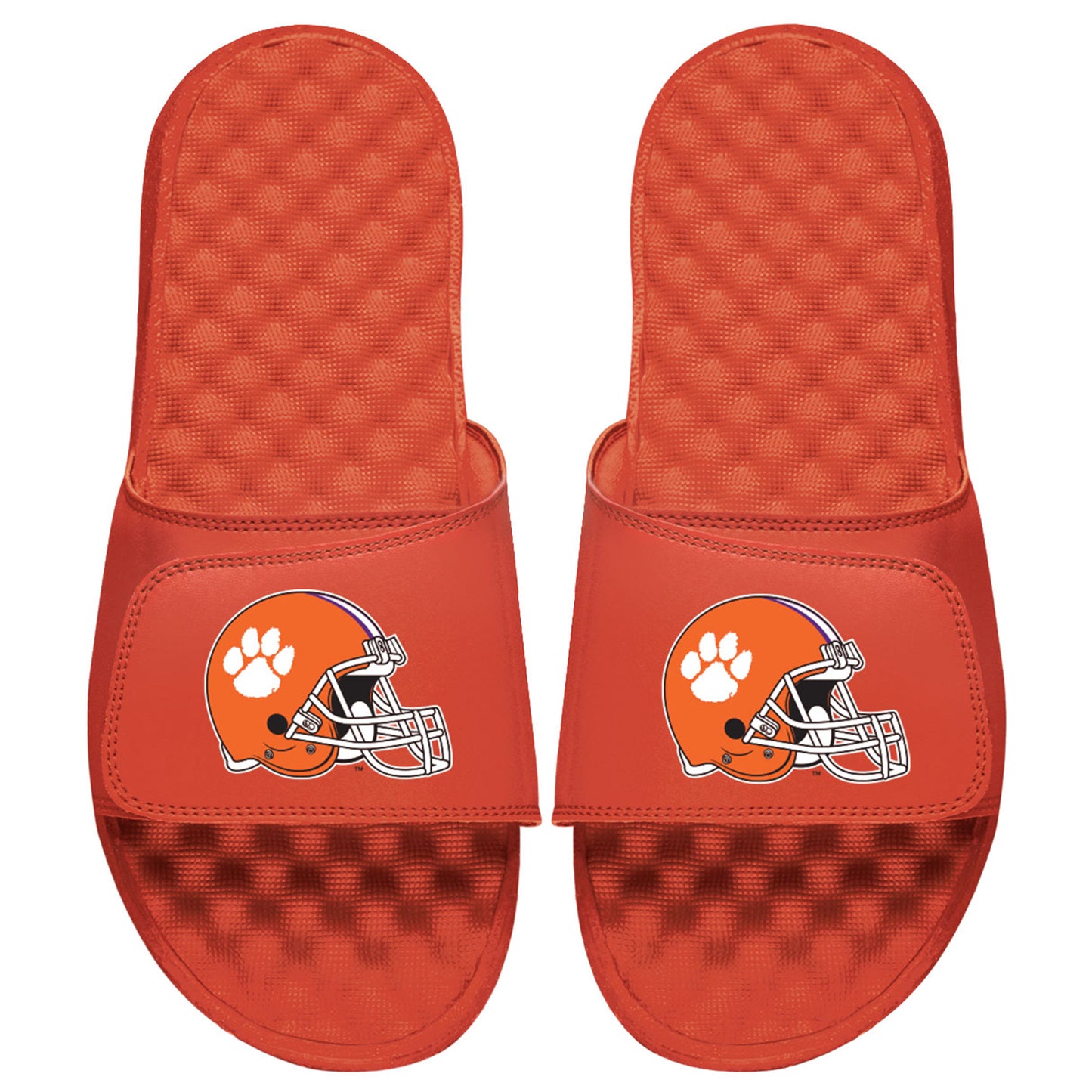 Men's ISlide Orange Clemson Tigers Helmet Logo Slide Sandals