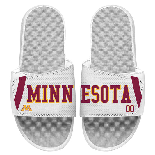 Youth ISlide White Minnesota Golden Gophers Jersey Slide Sandals