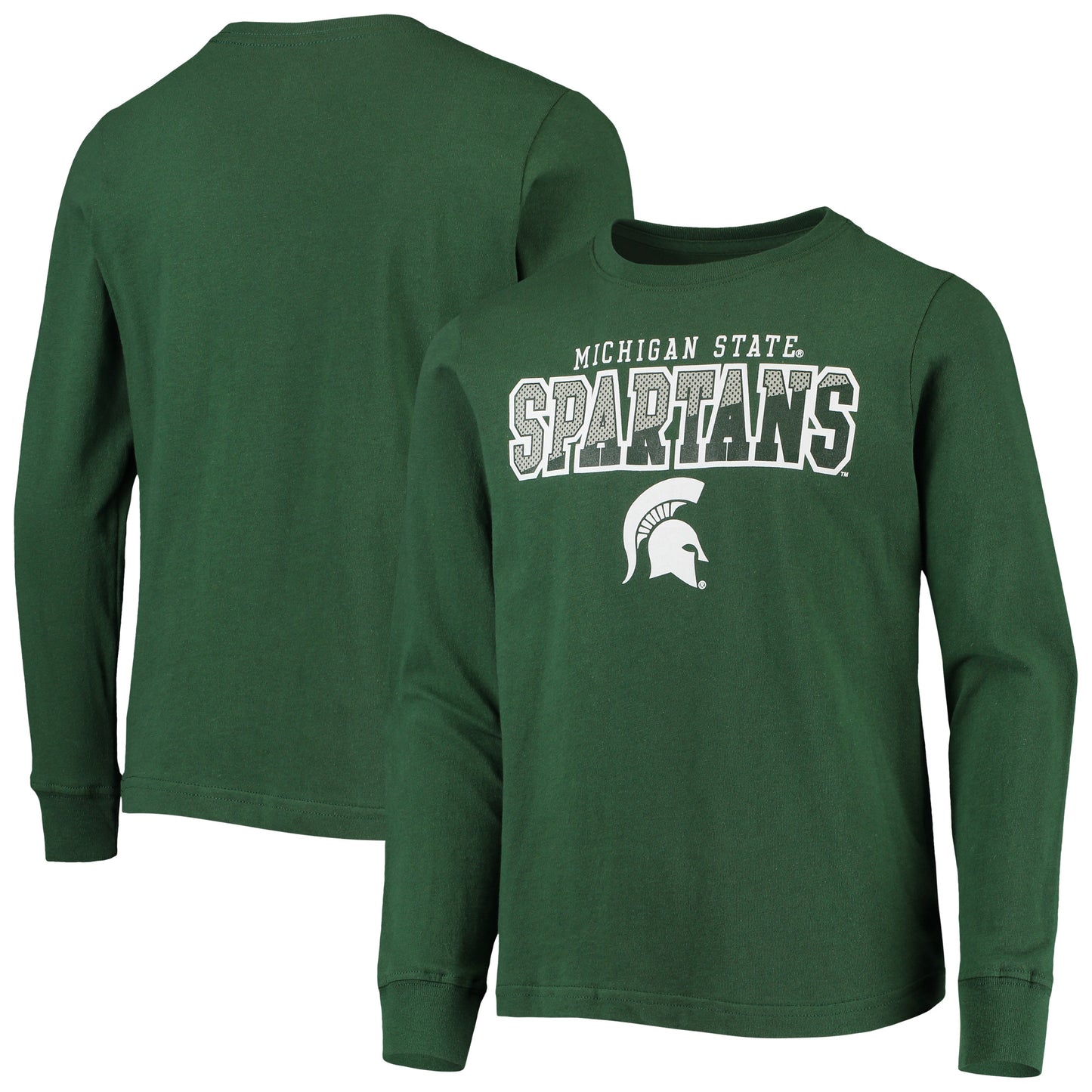 Youth Green Michigan State Spartans Logo Long Sleeve T-Shirt