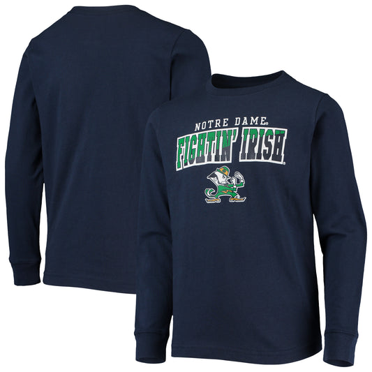 Youth Navy Notre Dame Fighting Irish Logo Long Sleeve T-Shirt