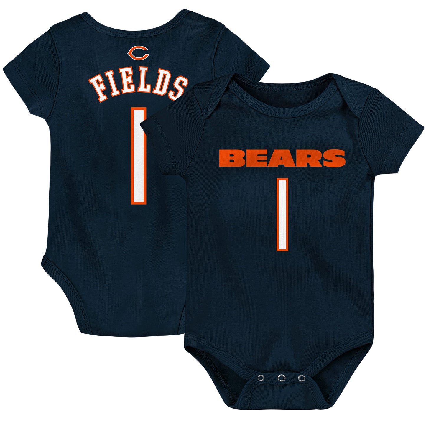 Infant Justin Fields Navy Chicago Bears Mainliner Player Name & Number Bodysuit