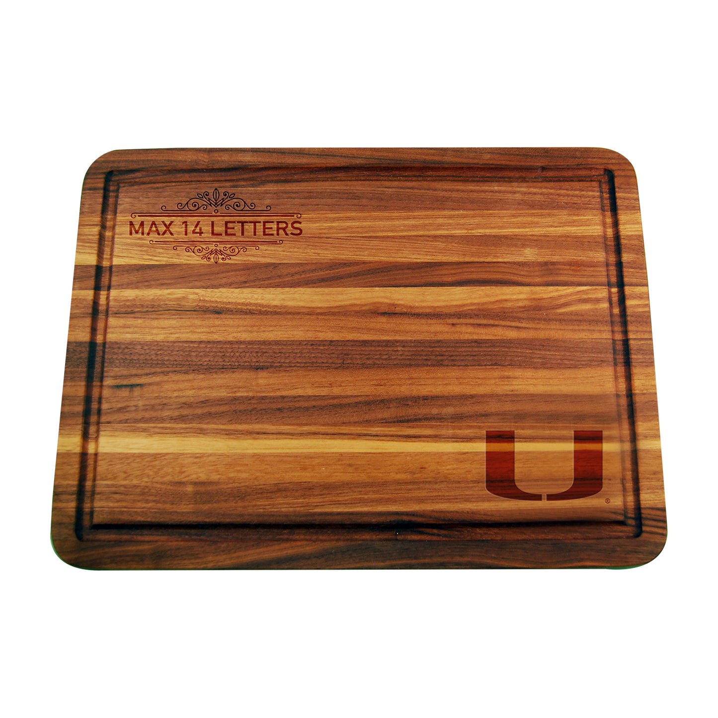 Miami Hurricanes Large Acacia Personalized Cutting & Serving Board