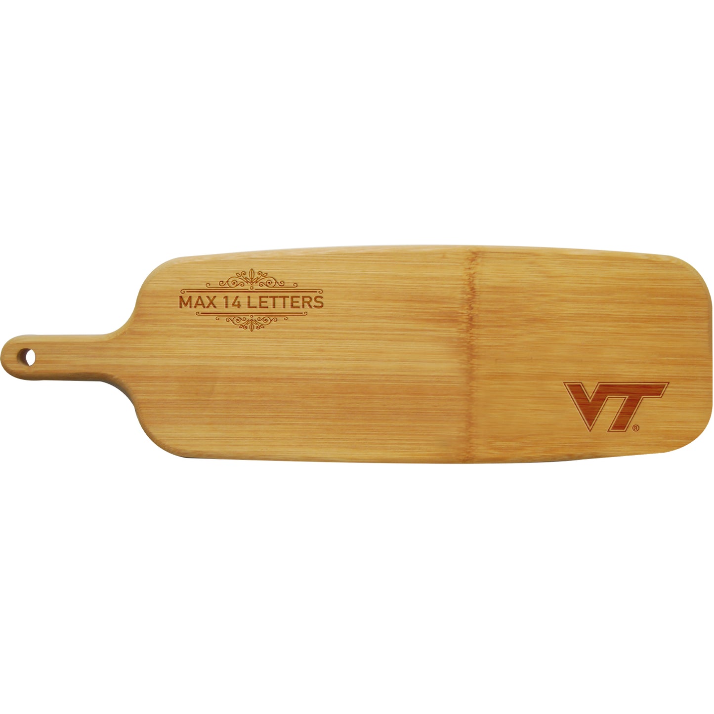 Virginia Tech Hokies Personalized Bamboo Paddle Serving Board