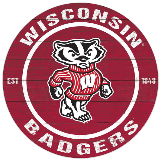 Wisconsin Badgers 20'' x 20'' Indoor/Outdoor Circle Sign
