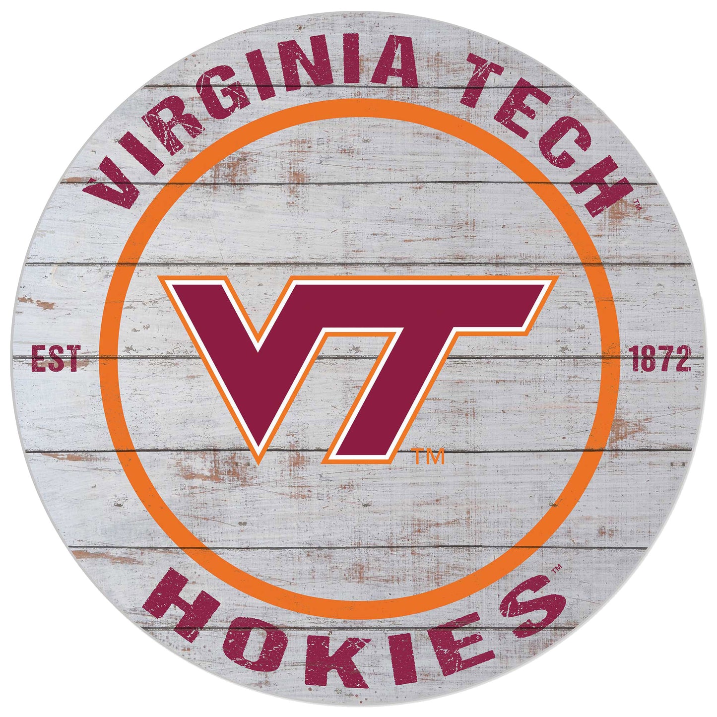 Virginia Tech Hokies 20'' x 20'' Indoor/Outdoor Weathered Circle Sign