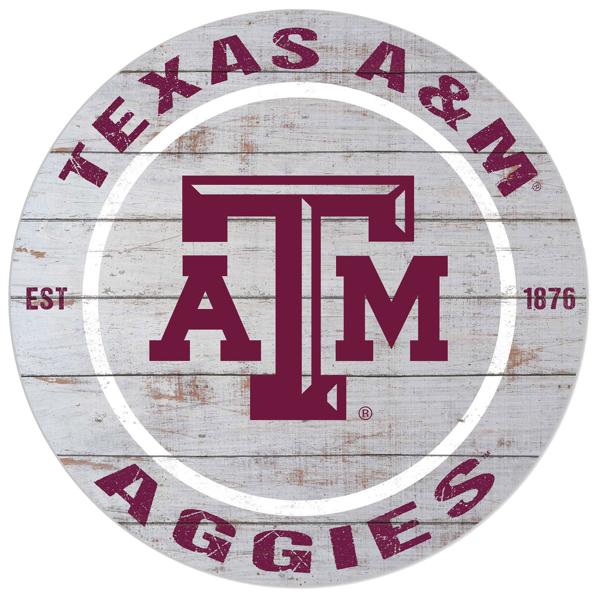 Texas A&M Aggies 20'' x 20'' Indoor/Outdoor Weathered Circle Sign