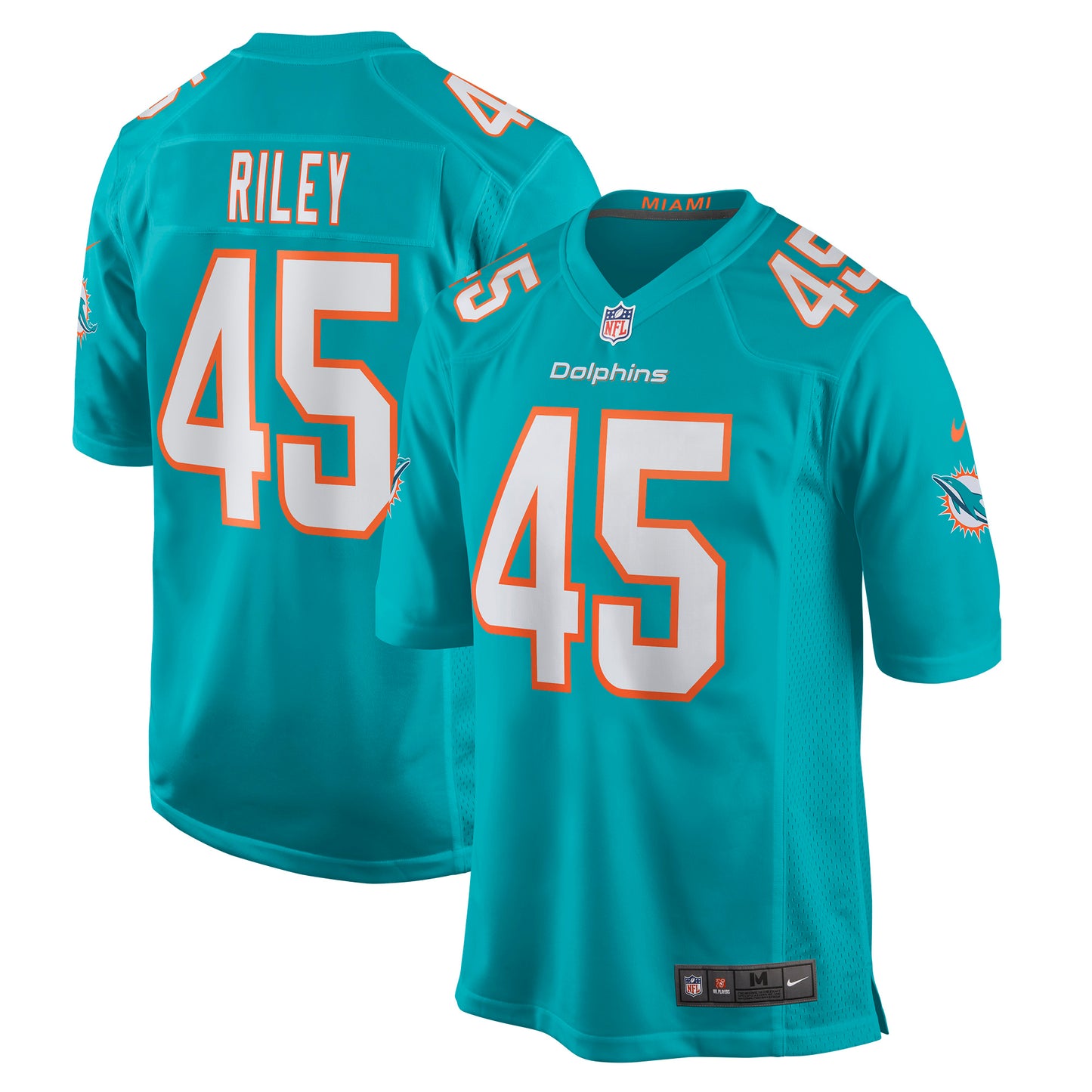 Men's Nike Duke Riley Aqua Miami Dolphins Game Jersey