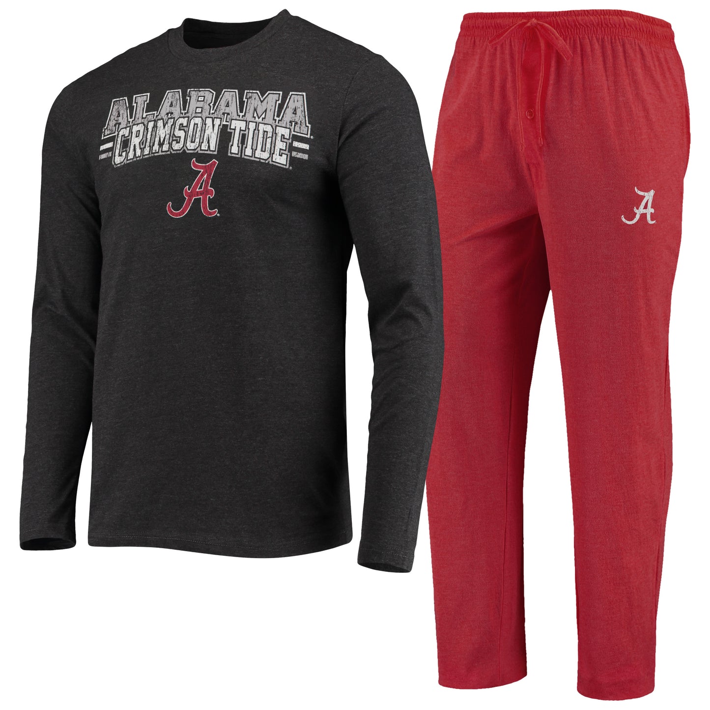 Men's Concepts Sport Crimson/Heathered Charcoal Alabama Crimson Tide Meter Long Sleeve T-Shirt & Pants Sleep Set