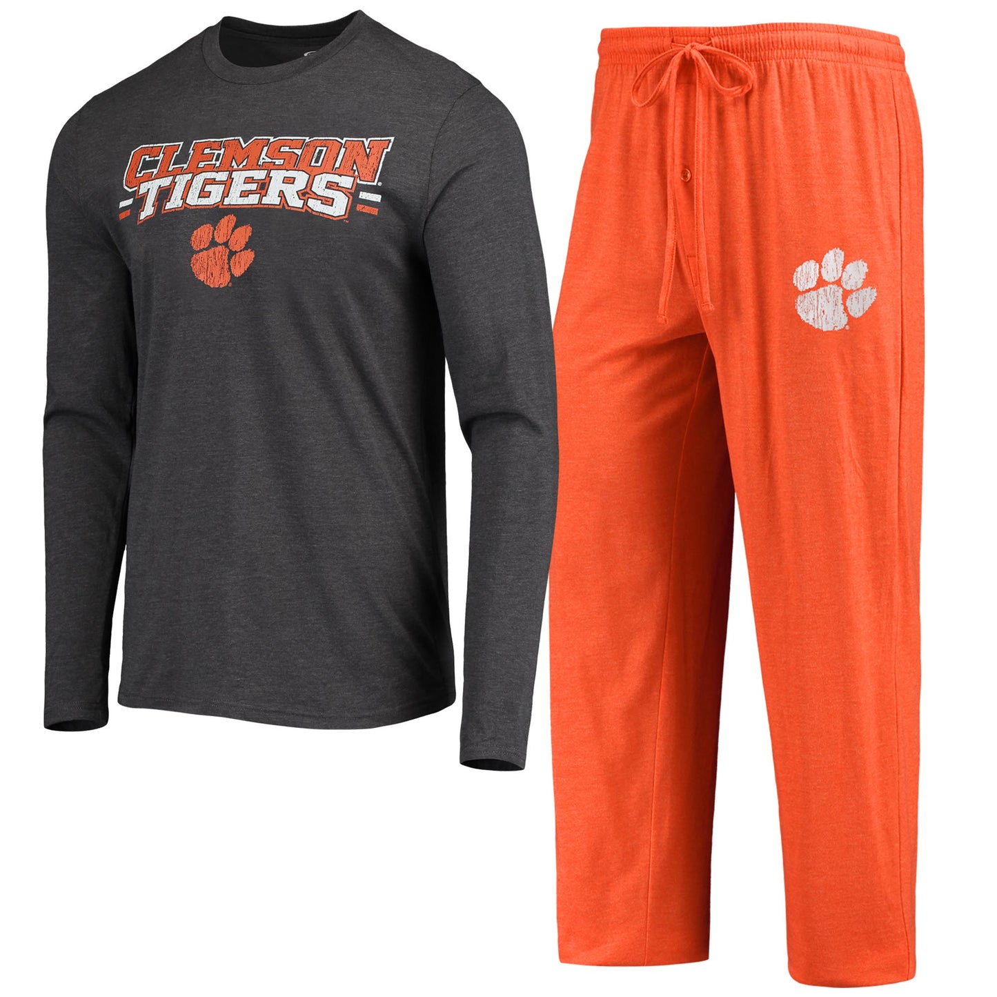 Men's Concepts Sport Orange/Heathered Charcoal Clemson Tigers Meter Long Sleeve T-Shirt & Pants Sleep Set