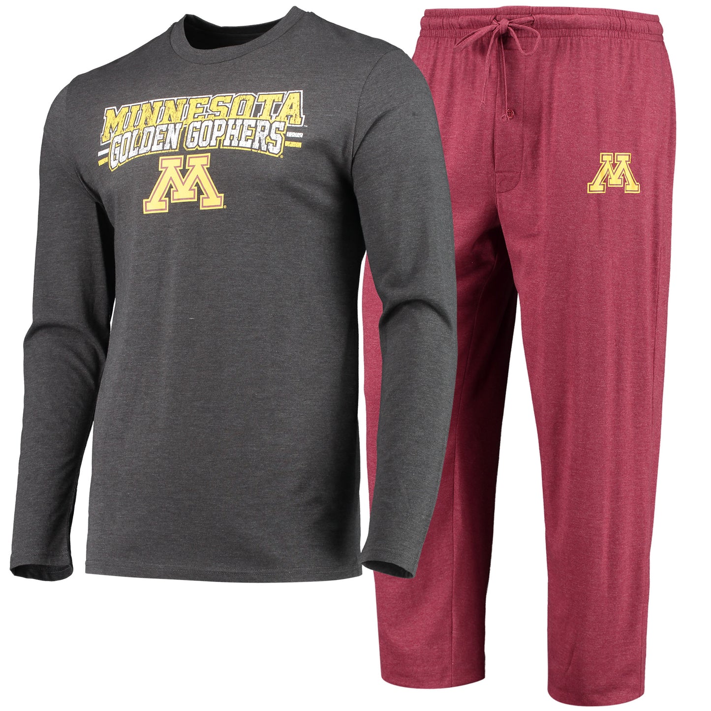 Men's Concepts Sport Maroon/Heathered Charcoal Minnesota Golden Gophers Meter Long Sleeve T-Shirt & Pants Sleep Set