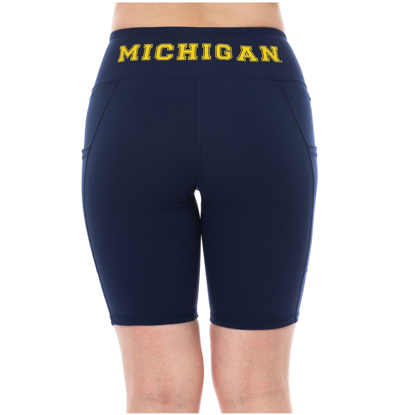 Women's ZooZatz Navy Michigan Wolverines Pocket Bike Shorts