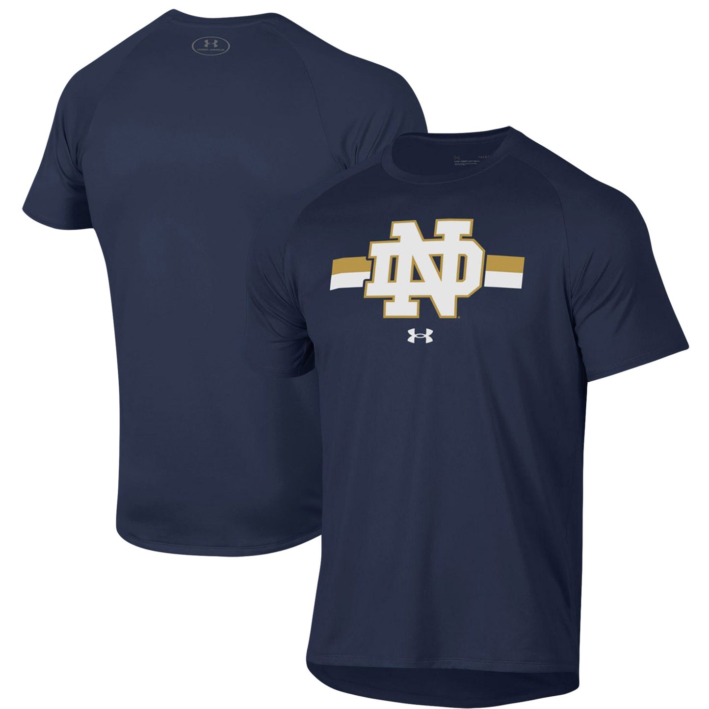 Men's Under Armour Navy Notre Dame Fighting Irish Team Stripe Performance Raglan T-Shirt