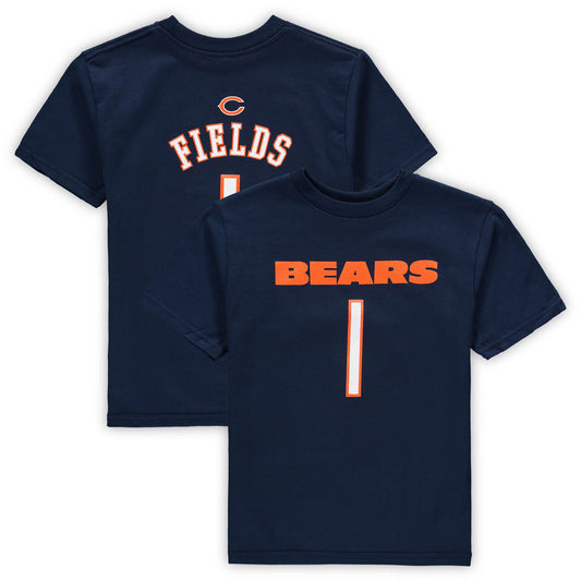 Preschool Justin Fields Navy Chicago Bears Mainliner Player Name & Number T-Shirt