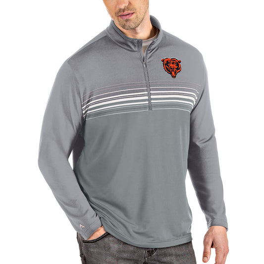 Men's Antigua Steel/Gray Chicago Bears Alternate Logo Pace Quarter-Zip Pullover Jacket