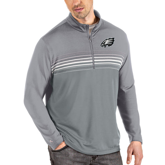 Men's Antigua Steel/Gray Philadelphia Eagles Pace Quarter-Zip Pullover Jacket