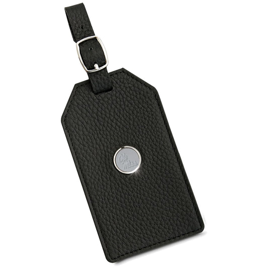 Black Ole Miss Rebels Leather Luggage Tag