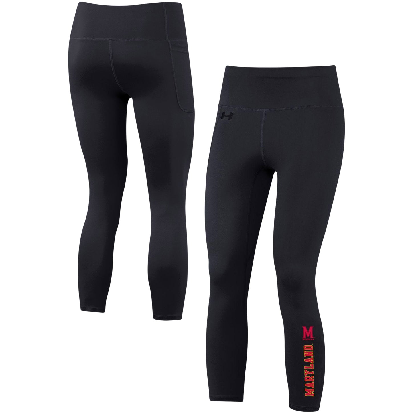 Women's Under Armour Black Maryland Terrapins Motion Performance Ankle-Cropped Leggings