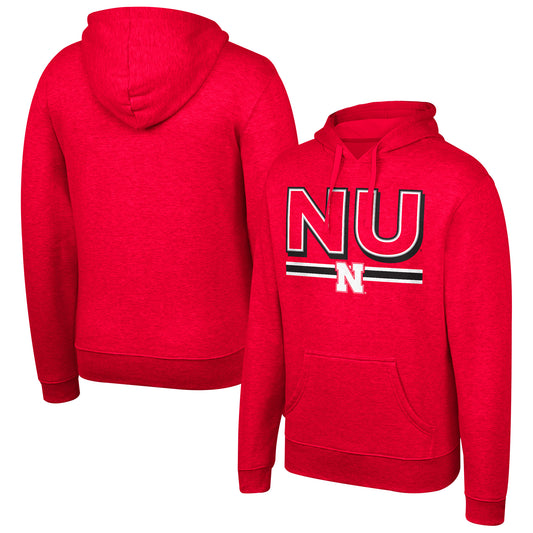 Men's Heathered Scarlet Nebraska Huskers Logo Pullover Hoodie