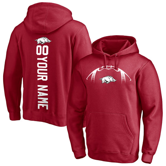 Men's Cardinal Arkansas Razorbacks Playmaker Football Personalized Name & Number Pullover Hoodie