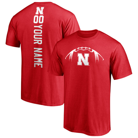 Men's Scarlet Nebraska Huskers Playmaker Football Personalized Name & Number T-Shirt