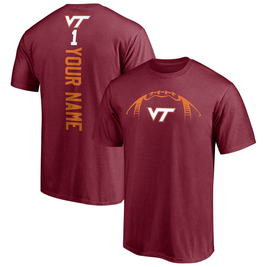 Men's Maroon Virginia Tech Hokies Playmaker Football Personalized Name T-Shirt