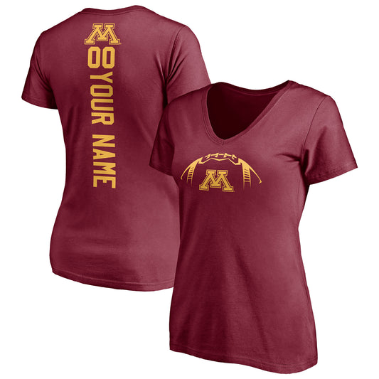 Women's Maroon Minnesota Golden Gophers Playmaker Football Personalized Name & Number V-Neck T-Shirt