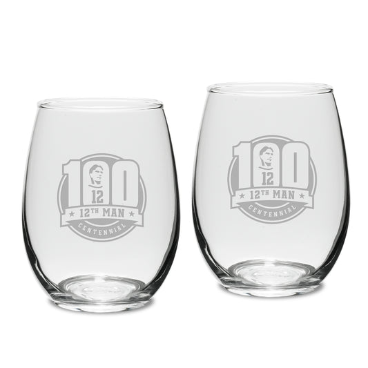 Texas A&M Aggies 12th Man Centennial 2-Piece 15oz. Stemless Wine Glass Set