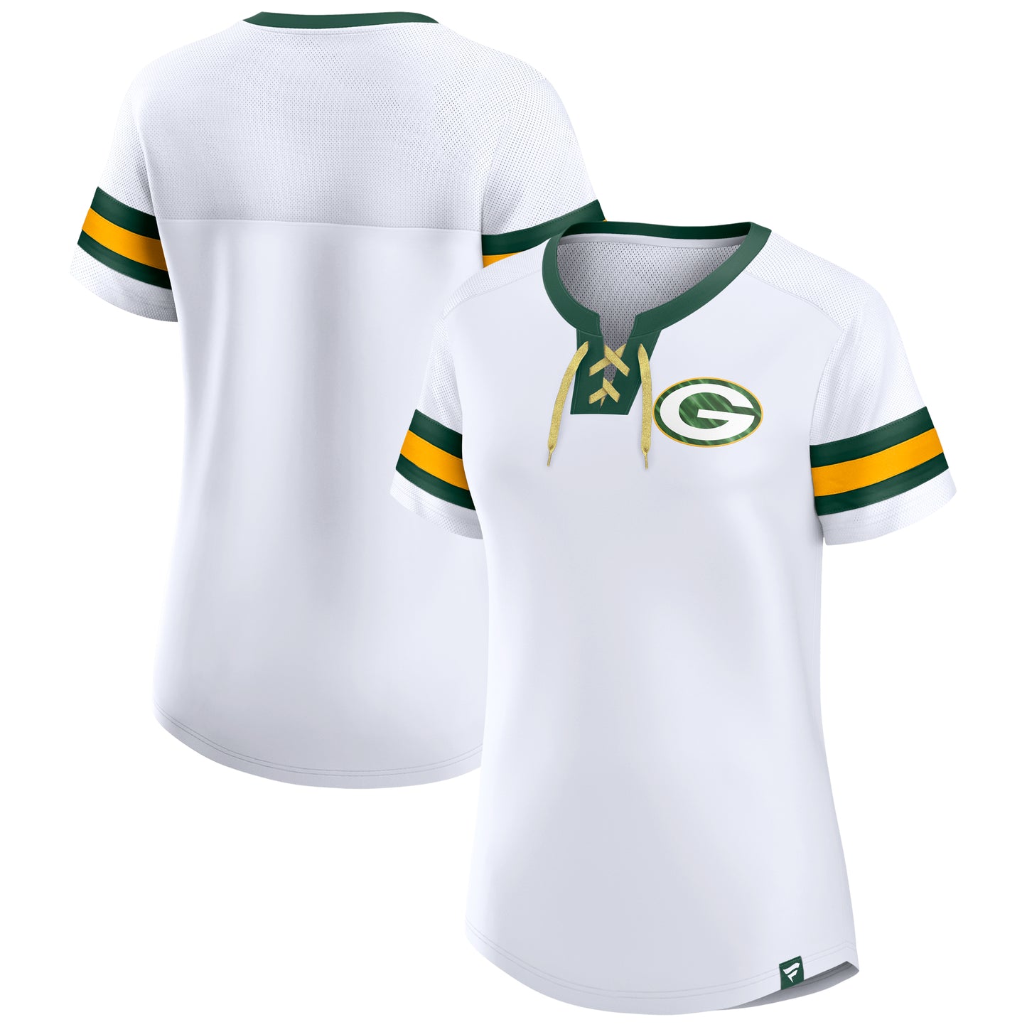 Women's Fanatics White Green Bay Packers Sunday Best Lace-Up T-Shirt