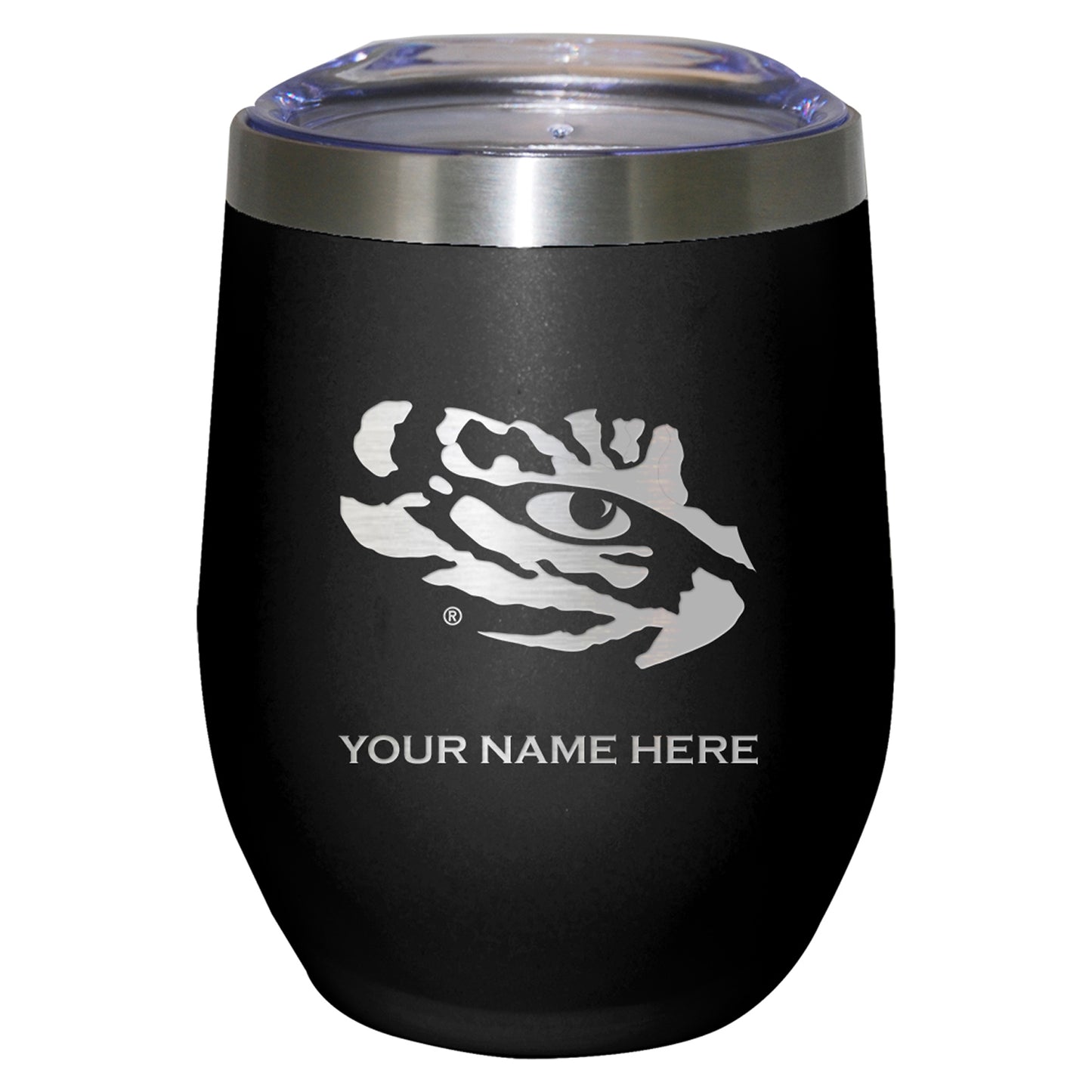 Black LSU Tigers 12oz. Personalized Etched Stemless Tumbler