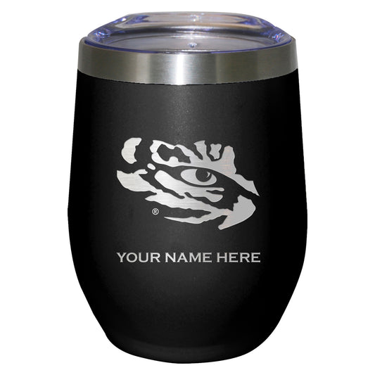 Black LSU Tigers 12oz. Personalized Etched Stemless Tumbler