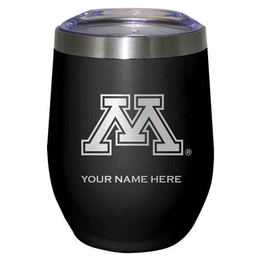 Black Minnesota Golden Gophers 12oz. Personalized Etched Stemless Tumbler