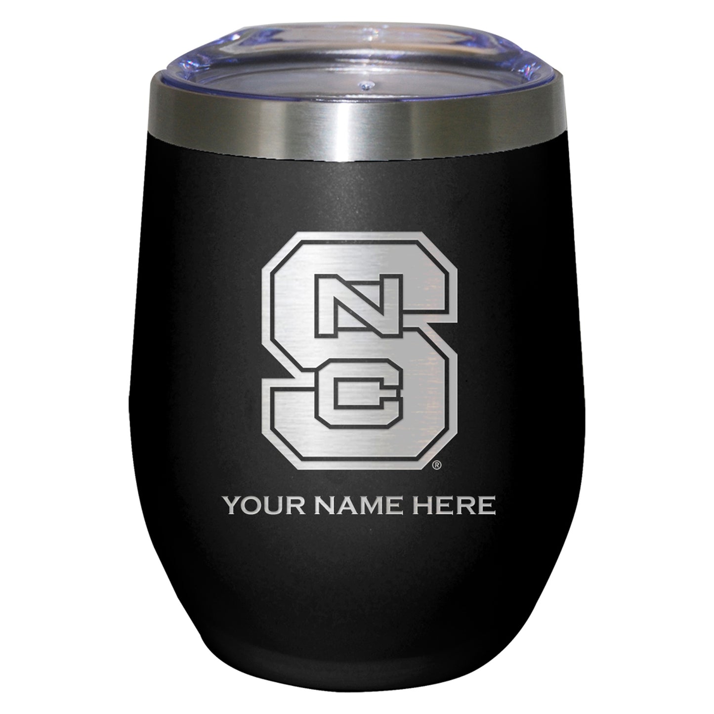 Black NC State Wolfpack 12oz. Personalized Etched Stemless Tumbler