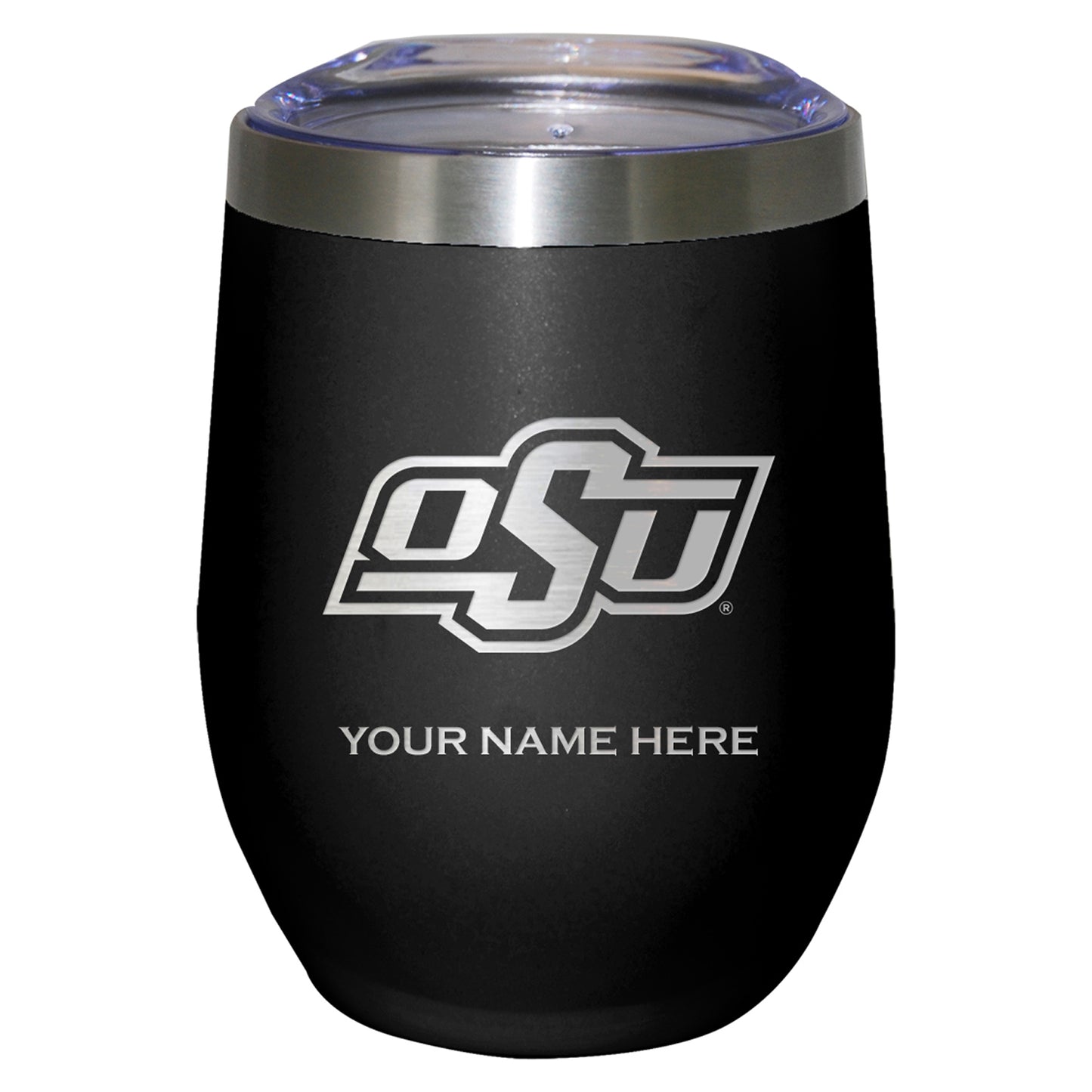 Black Oklahoma State Cowboys 12oz. Personalized Etched Stemless Tumbler