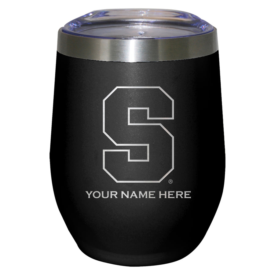 Black Syracuse Orange 12oz. Personalized Etched Stemless Tumbler