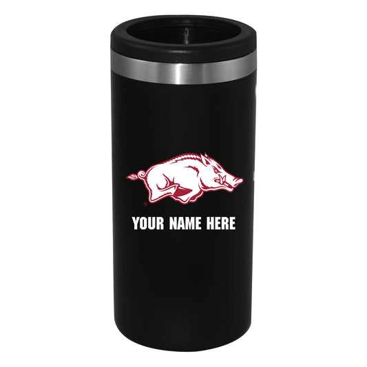 Black Arkansas Razorbacks 12oz. Personalized Slim Can Holder