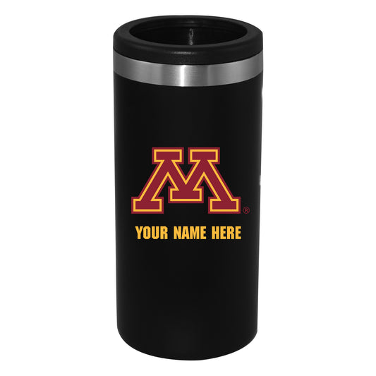 Black Minnesota Golden Gophers 12oz. Personalized Slim Can Holder