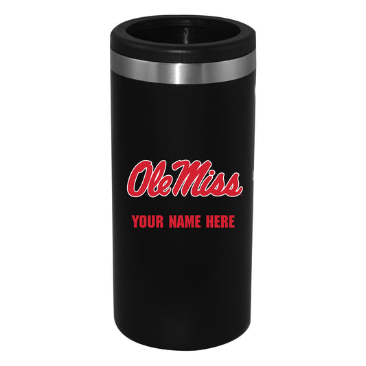 Black Ole Miss Rebels 12oz. Personalized Slim Can Holder