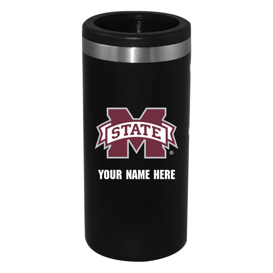 Black Mississippi State Bulldogs 12oz. Personalized Slim Can Holder