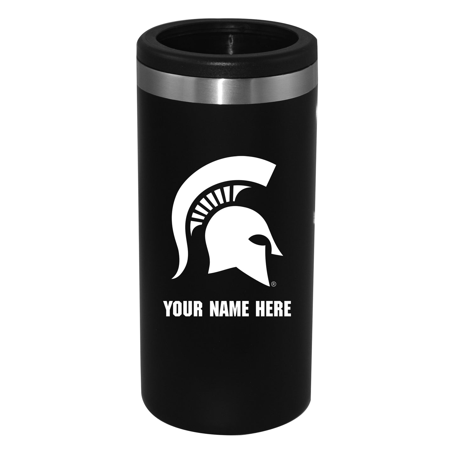 Black Michigan State Spartans 12oz. Personalized Slim Can Holder