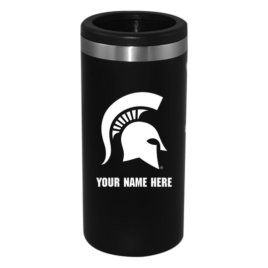 Black Michigan State Spartans 12oz. Personalized Slim Can Holder