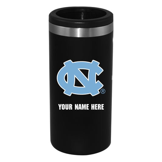 Black North Carolina Tar Heels 12oz. Personalized Slim Can Holder