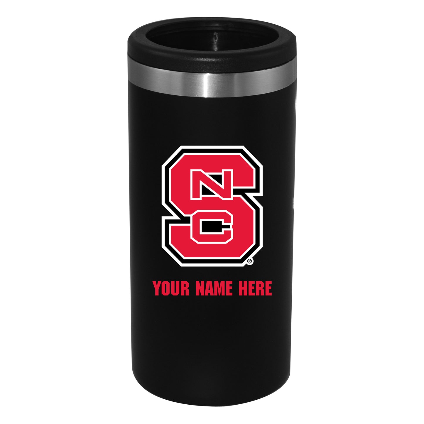 Black NC State Wolfpack 12oz. Personalized Slim Can Holder