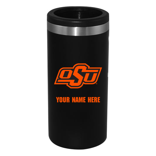 Black Oklahoma State Cowboys 12oz. Personalized Slim Can Holder