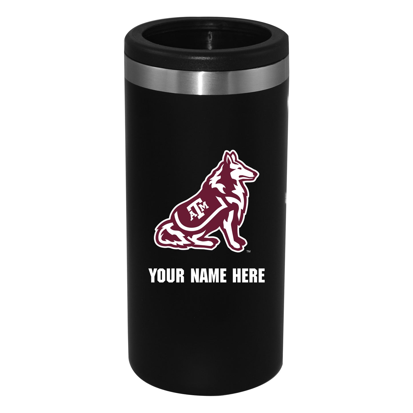Black Texas A&M Aggies 12oz. Personalized Slim Can Holder