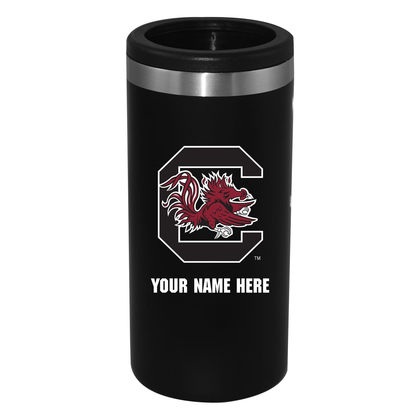 Black South Carolina Gamecocks 12oz. Personalized Slim Can Holder