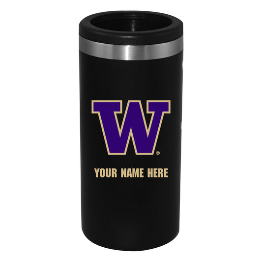Black Washington Huskies 12oz. Personalized Slim Can Holder