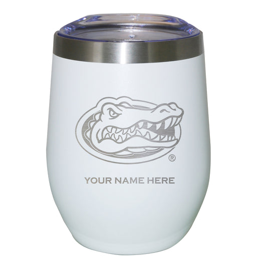 White Florida Gators 12oz. Personalized Etched Stemless Tumbler