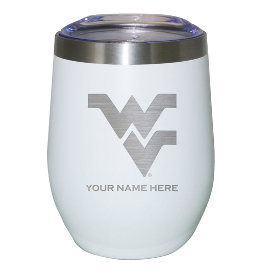 White West Virginia Mountaineers 12oz. Personalized Etched Stemless Tumbler