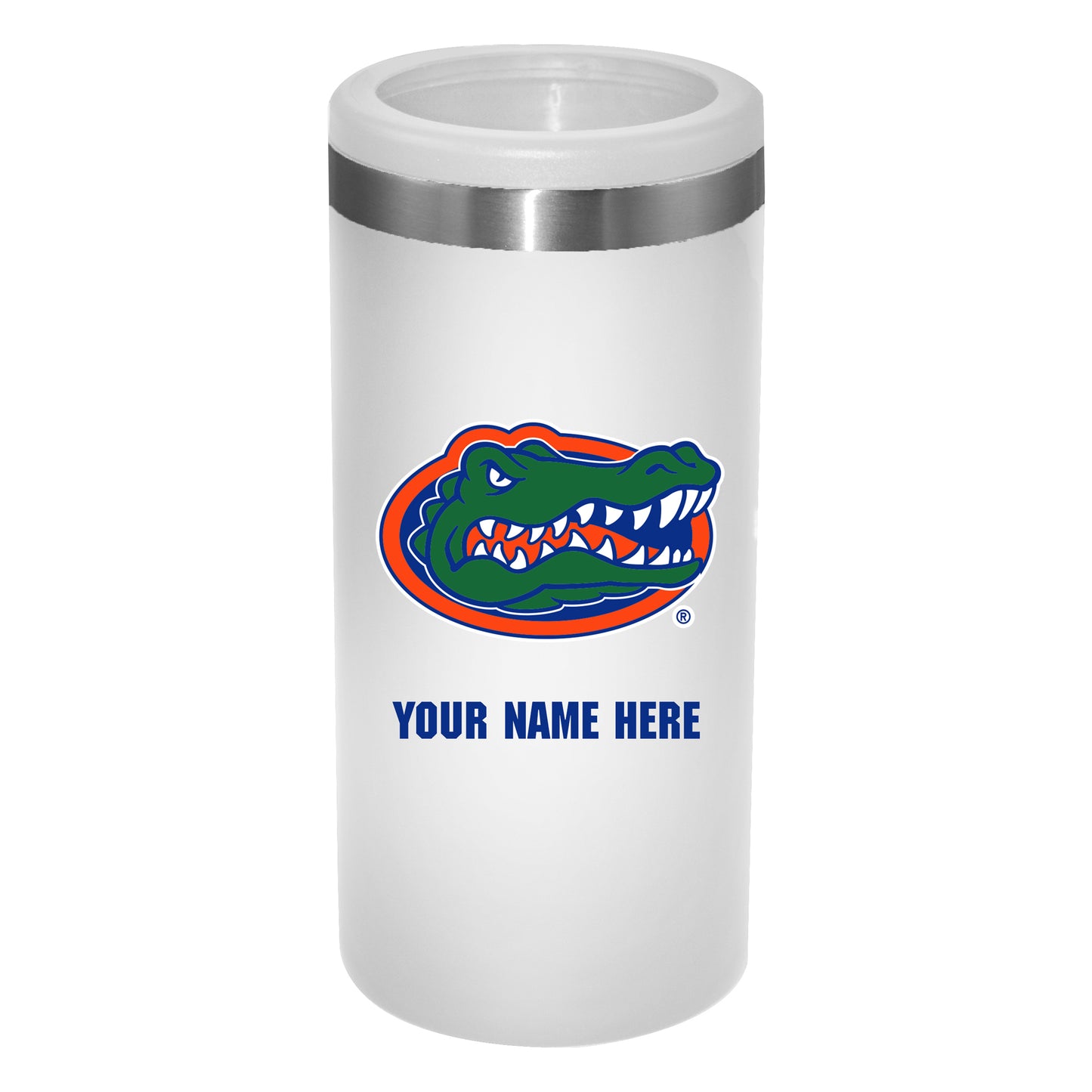 White Florida Gators 12oz. Personalized Slim Can Holder