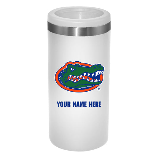 White Florida Gators 12oz. Personalized Slim Can Holder